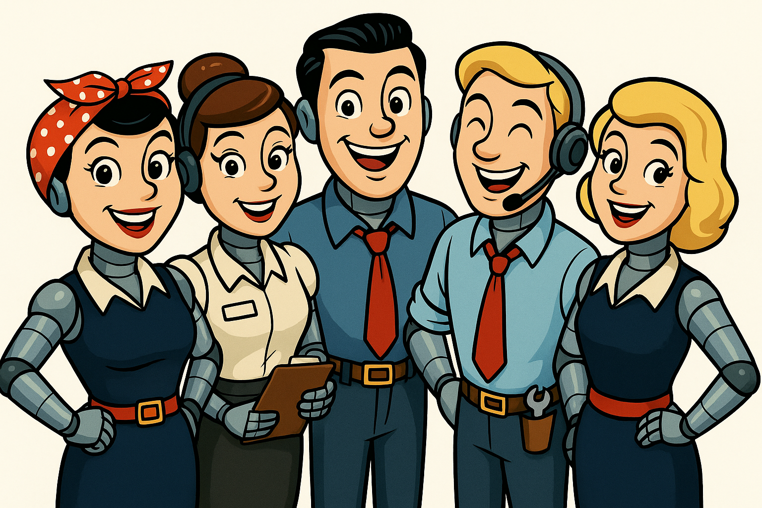 Group of AI bot cartoons